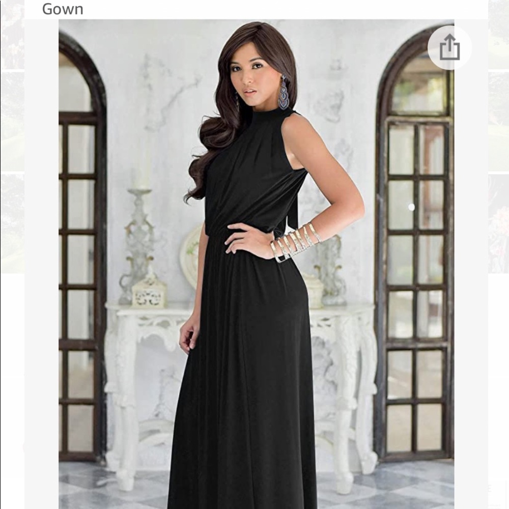 Sleeveless black floor length maxi dress